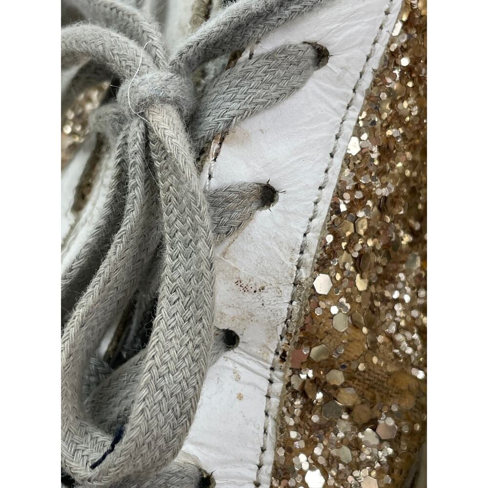 Golden Goose Gold Suede Glitters Star Patch Lace Up Round Toe Sneakers Shoes 10 - Picture 8 of 9